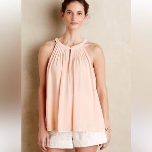 Anthropologie‎ Sunday in Brooklyn Chiffon Blouse S Peach Sleeveless Halter Boho